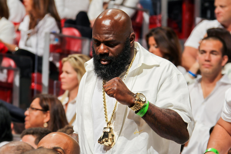 Kimbo Slice at Game 5 of the Eastern Conference semifinals between the Chicago Bulls and Miami Heat at American Airlines Arena in Miami on May 15, 2013. Issac Baldizon/NBAE via Getty Images